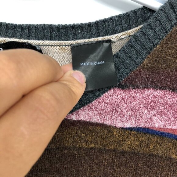 Desigual Multicolor Abstract Striped Rhinestone Tiger Lightweight Sweater size M - Picture 8 of 15